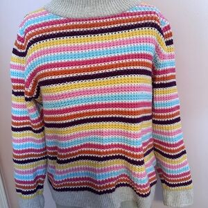 Talbots Multicolor Striped Cowl Neck Sweater